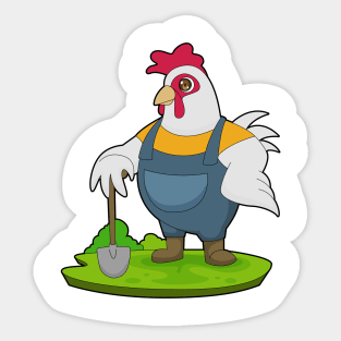 Rooster Farmer Shovel Sticker